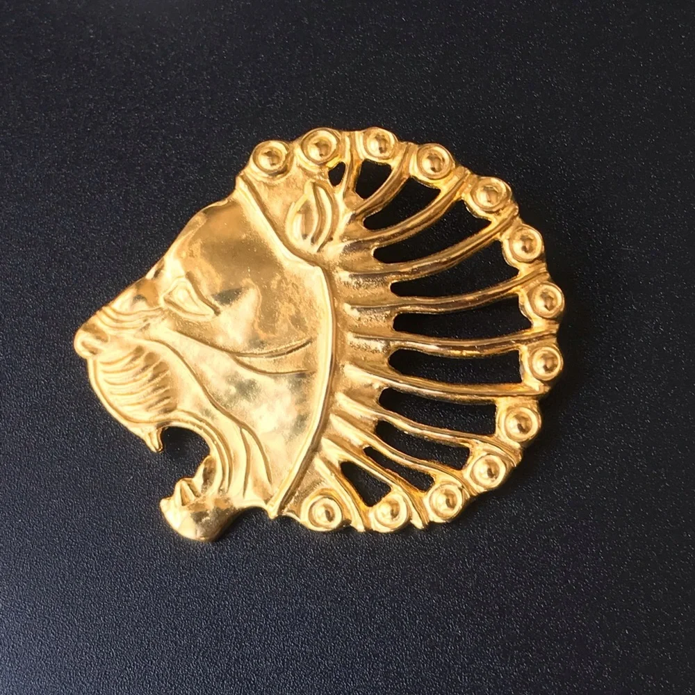 VTG MMA Gold Persian Roaring Lion Pendant & Brooch - Picture 1 of 9